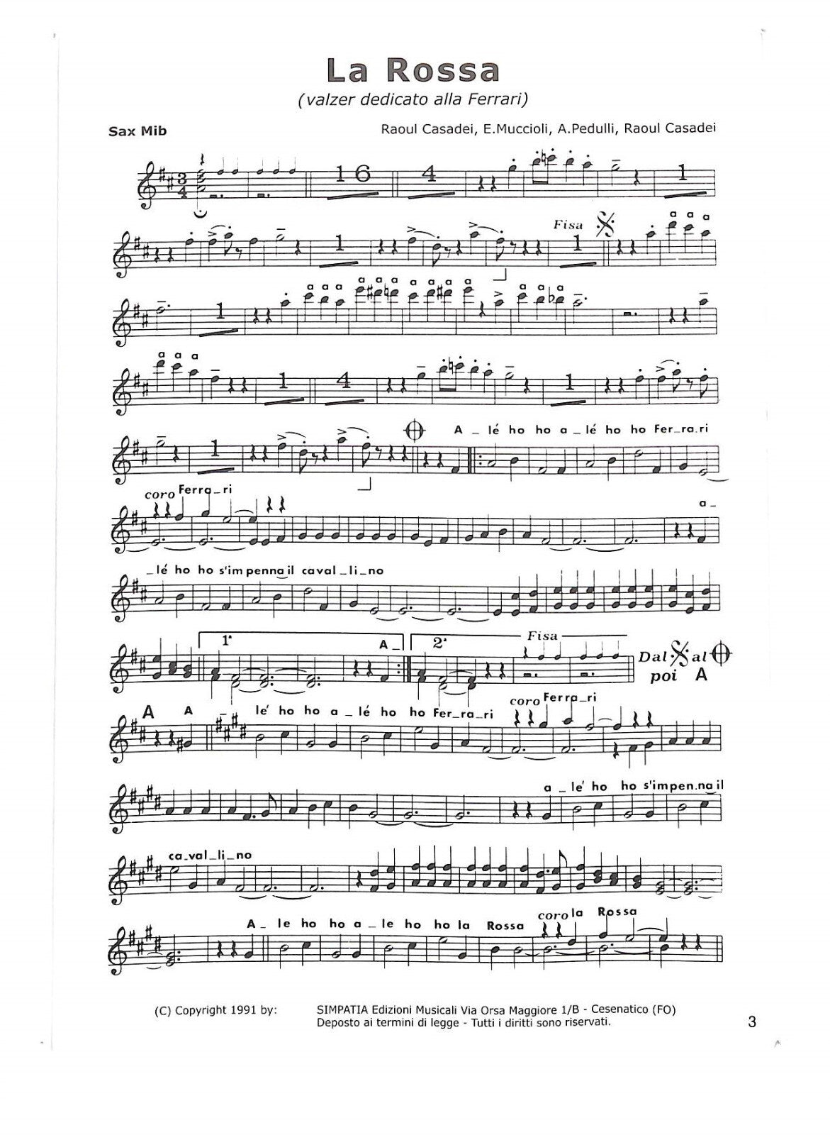 EBOND Spartiti - Orchestra Casadei - La Rossa Libro LI040349