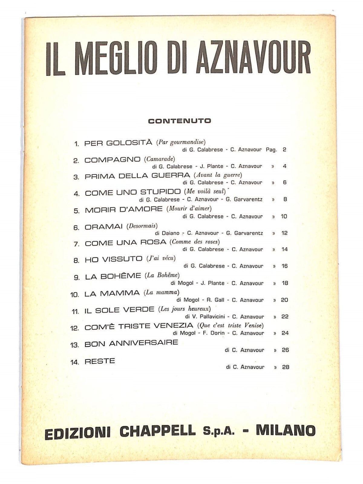 EBOND Spartiti - Il Meglio Di Aznavour Libro LI040360
