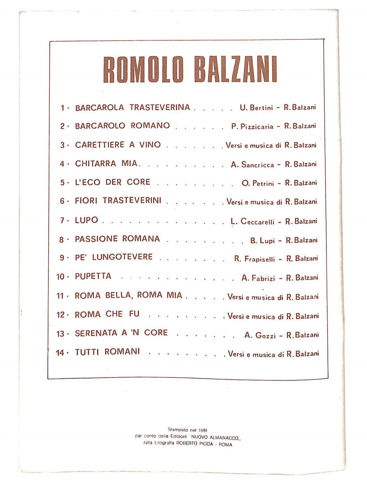 EBOND Spartiti - Le Canzoni Di Romolo Balzani Libro LI040368
