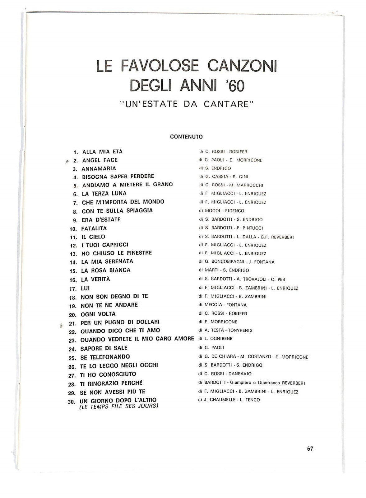 EBOND Le Favolose Canzoni Degli Anni 60 Un'estate Da Cantare Libro LI040373