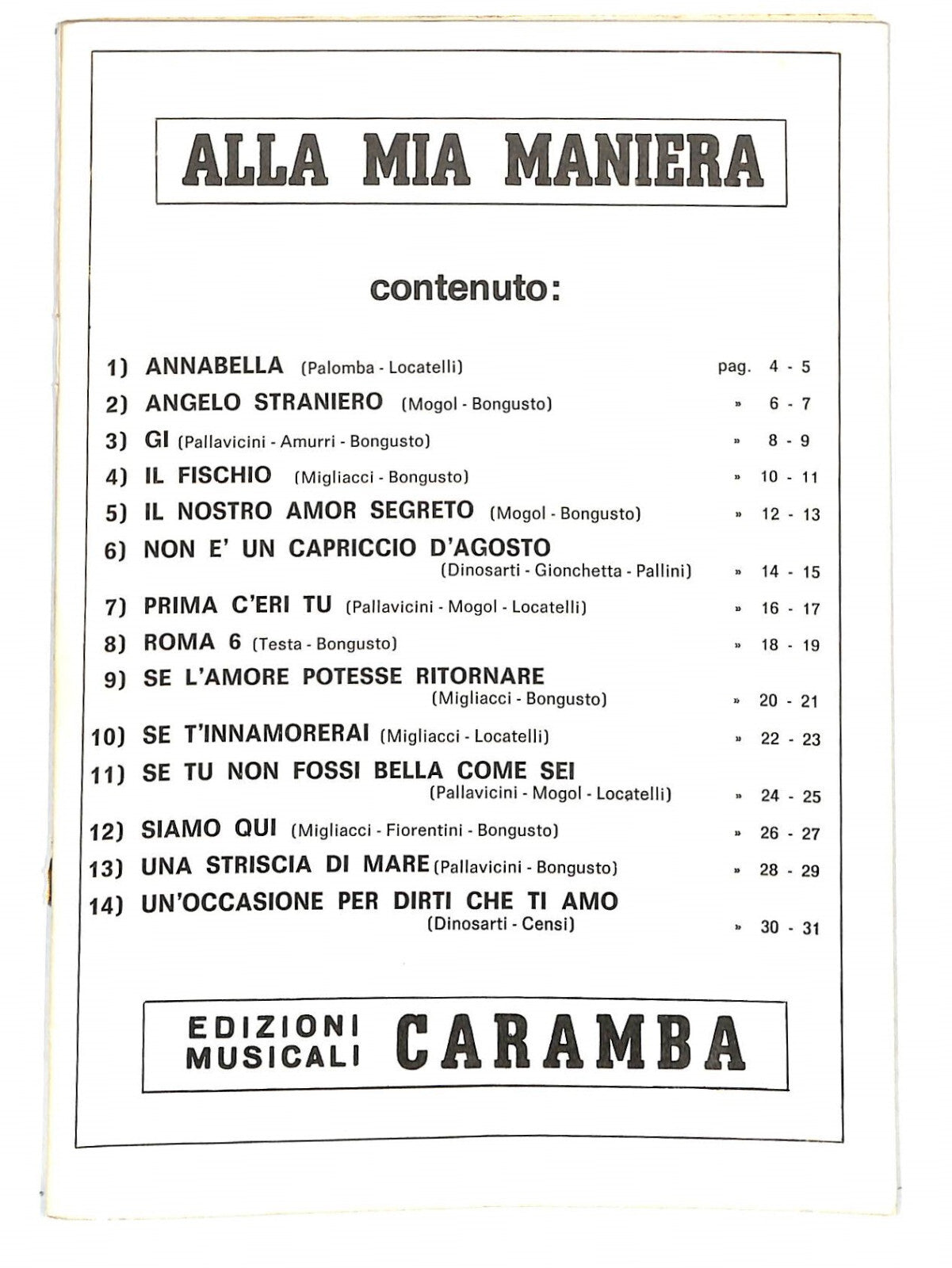 EBOND Spartiti - Fred Bongusto Alla Mia Maniera Libro LI040375