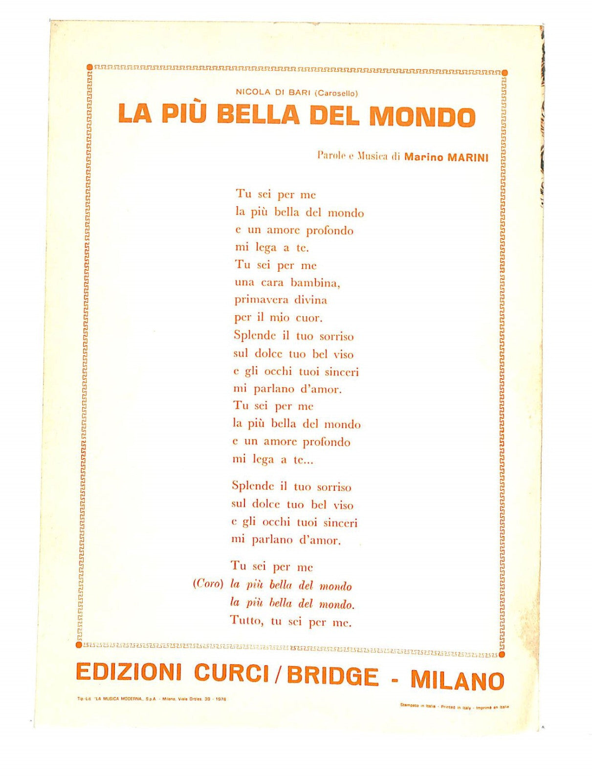 EBOND Spartiti - Nicola Di Bari La Piu Bella Del Mondo Libro LI040378