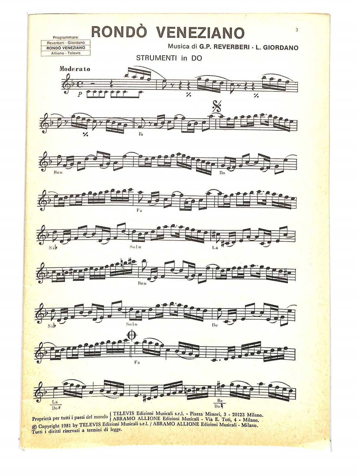 EBOND Spartiti -rondo Veneziano Vol.1 Libro LI040390