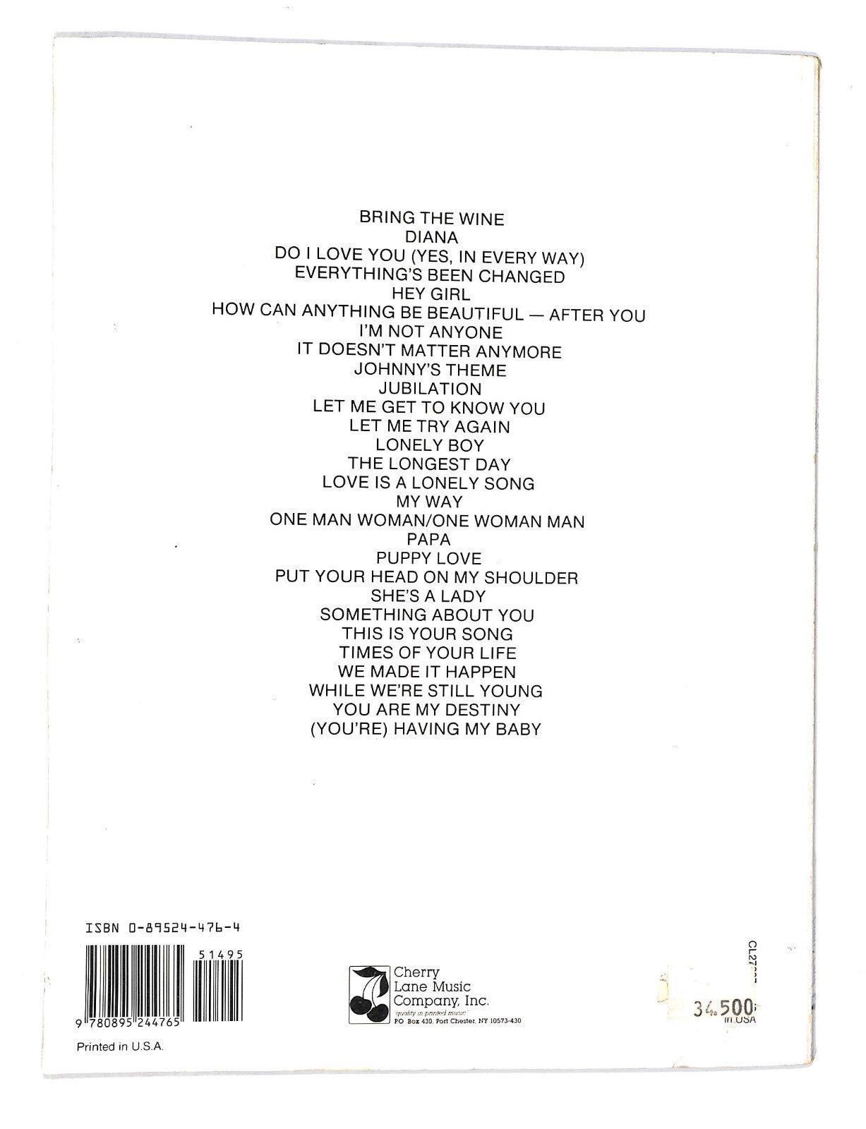 EBOND Spartiti - Paul Anka Songbook Libro LI040500