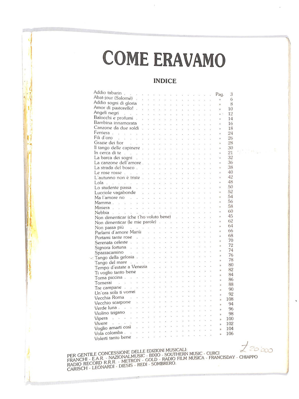 EBOND Spartiti - Come Eravamo... Vol.1 Libro LI040517