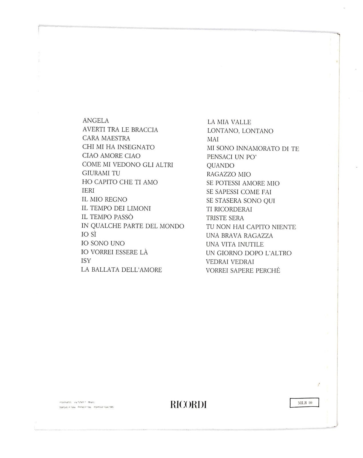 EBOND Spartiti - Le Canzoni Di Luigi Tenco Libro LI040522