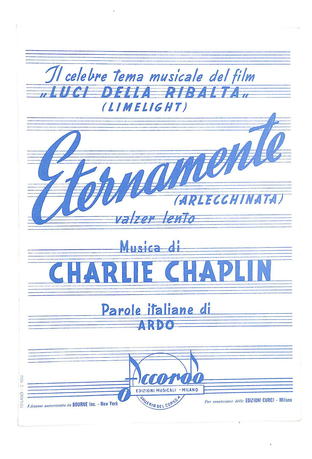 EBOND Spartiti - Eternamente Dal Film Luci Della Ribalta Libro LI040548
