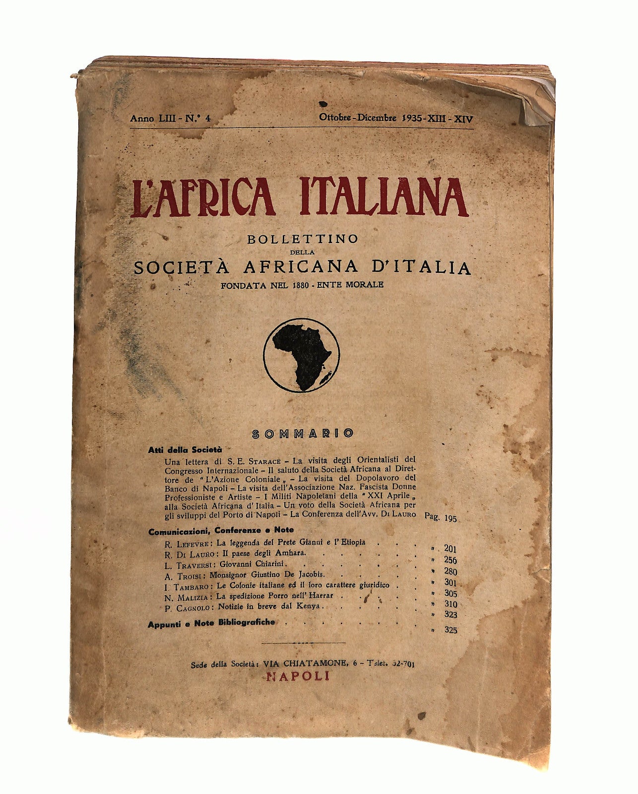 EBOND L'africa Italiana Bollettino Della Soc. Africana D'italia Libro LI040861