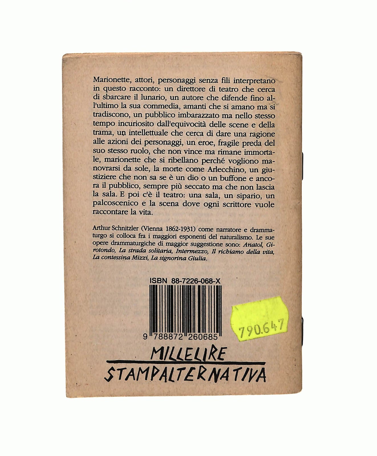 EBOND Dal Grande Arlecchino Arthur Schnitzler Stampa Alternativa Libro LI041034