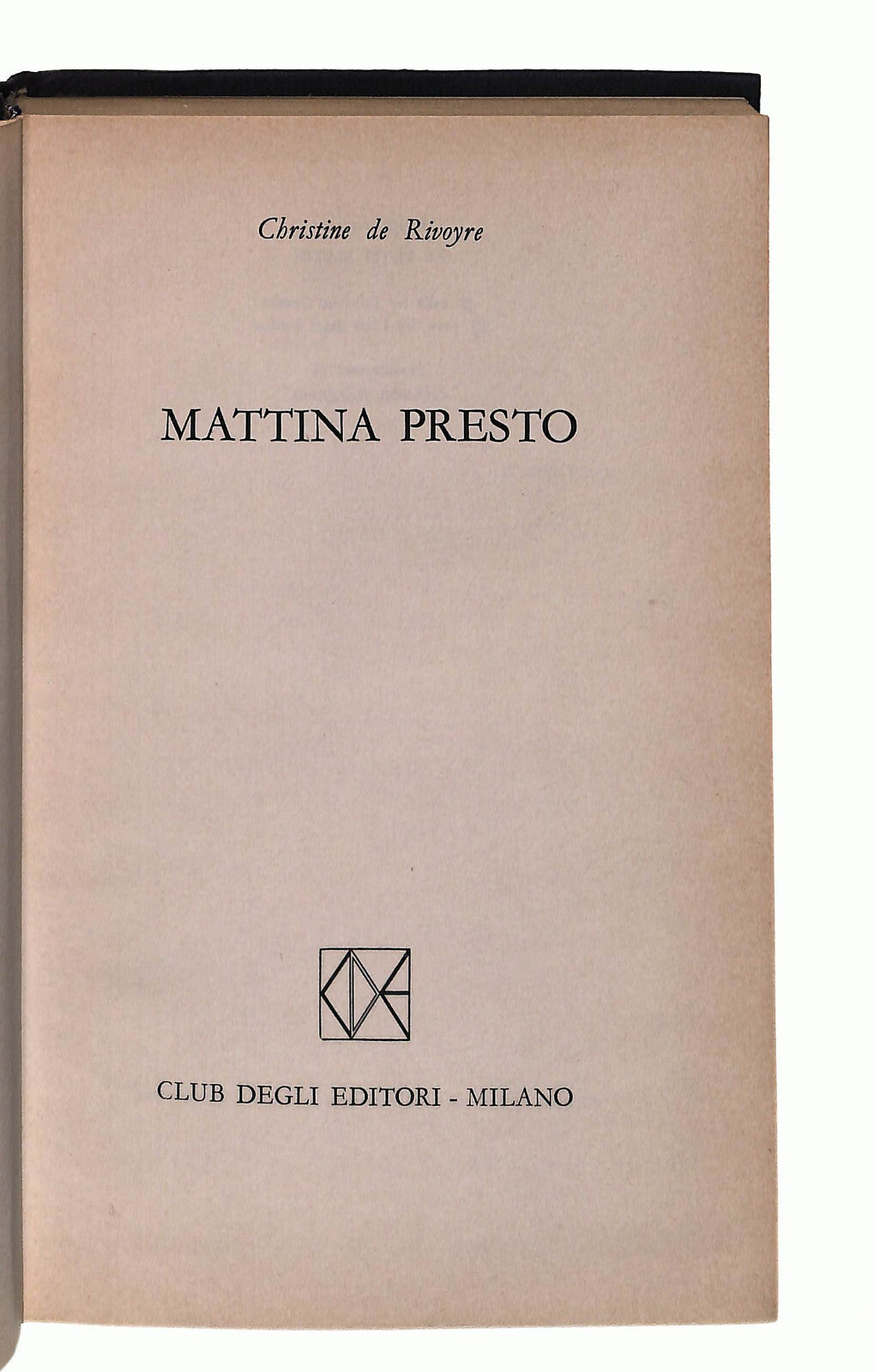 EBOND Mattina Presto Christine De Rivoyree Libro LI041242