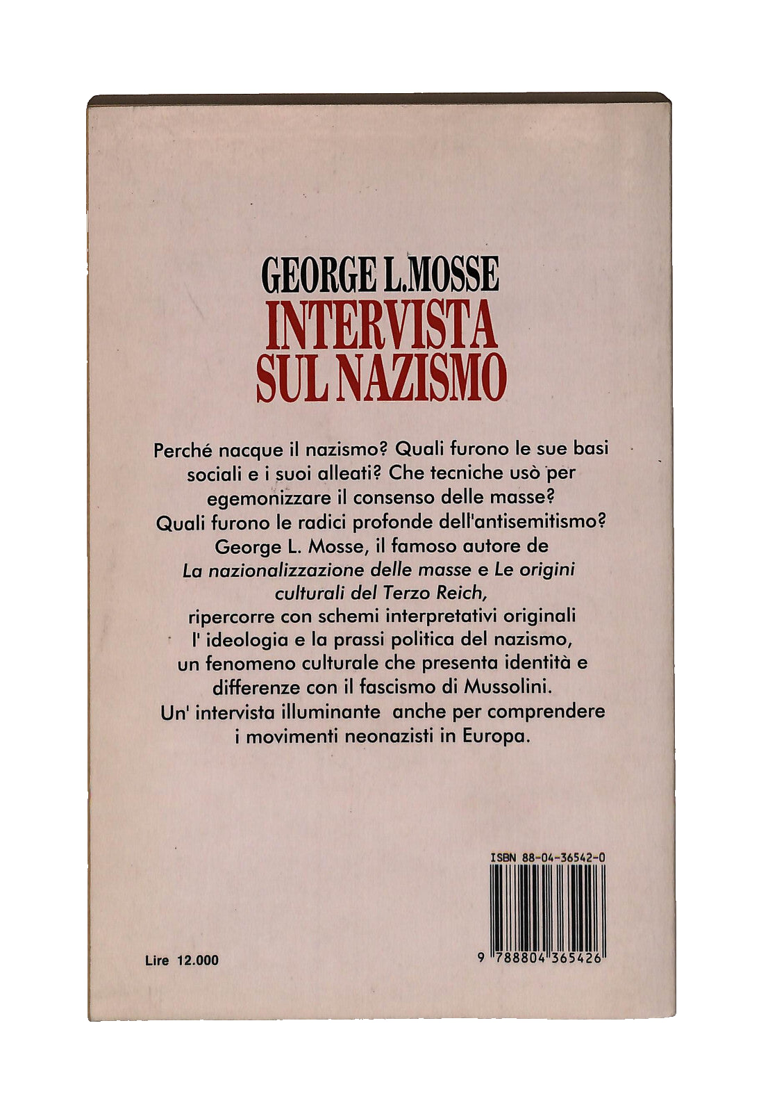 EBOND Intervista Sul Nazismo George L. Mosse Mondadori Libro LI041661