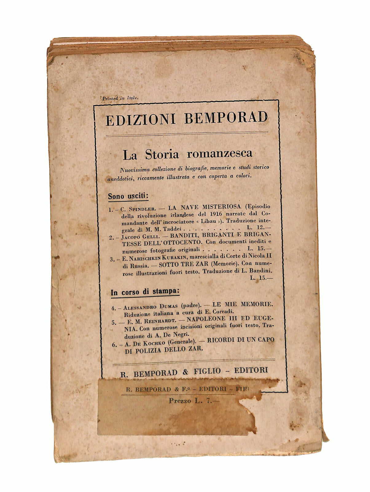 EBOND Banditi Briganti Brigantesse Nell 800 J. Gelli Bemporad Libro LI041684