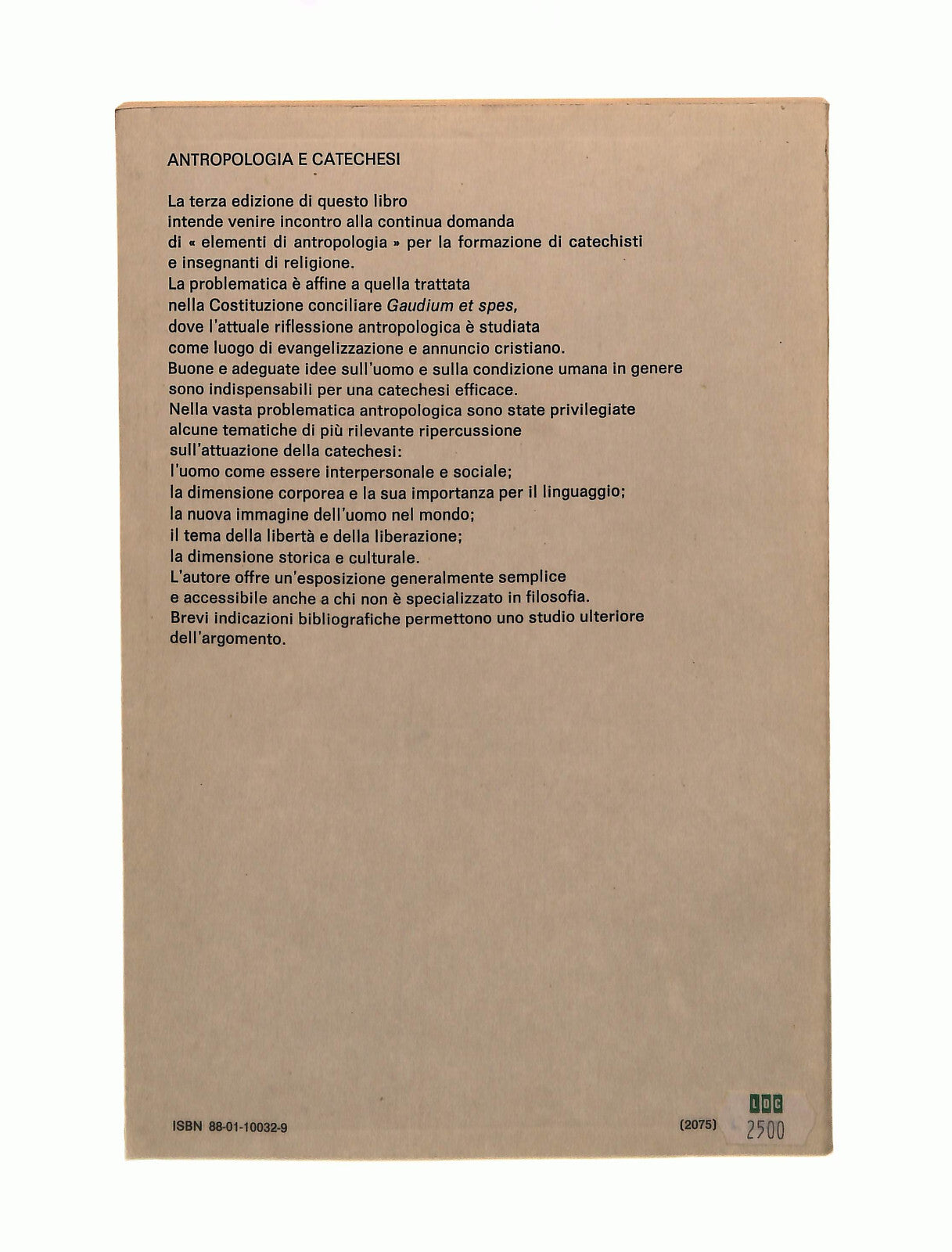 EBOND Antropologia e Catechesi Joseph Gevaert Elle Di Ci Libro LI042360