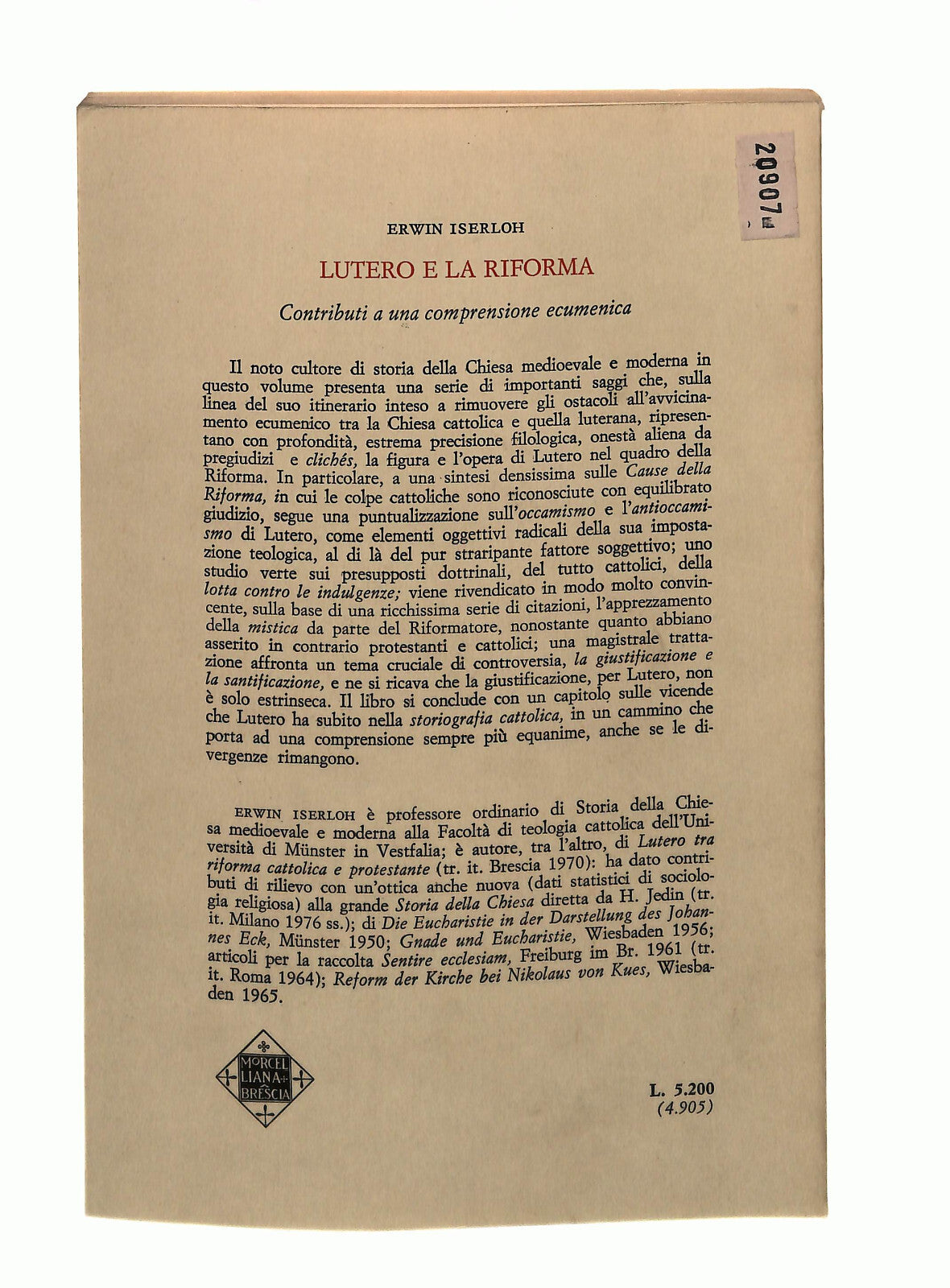 EBOND Lutero e La Riforma Erwin Iserloh Morcelliana Libro LI042367