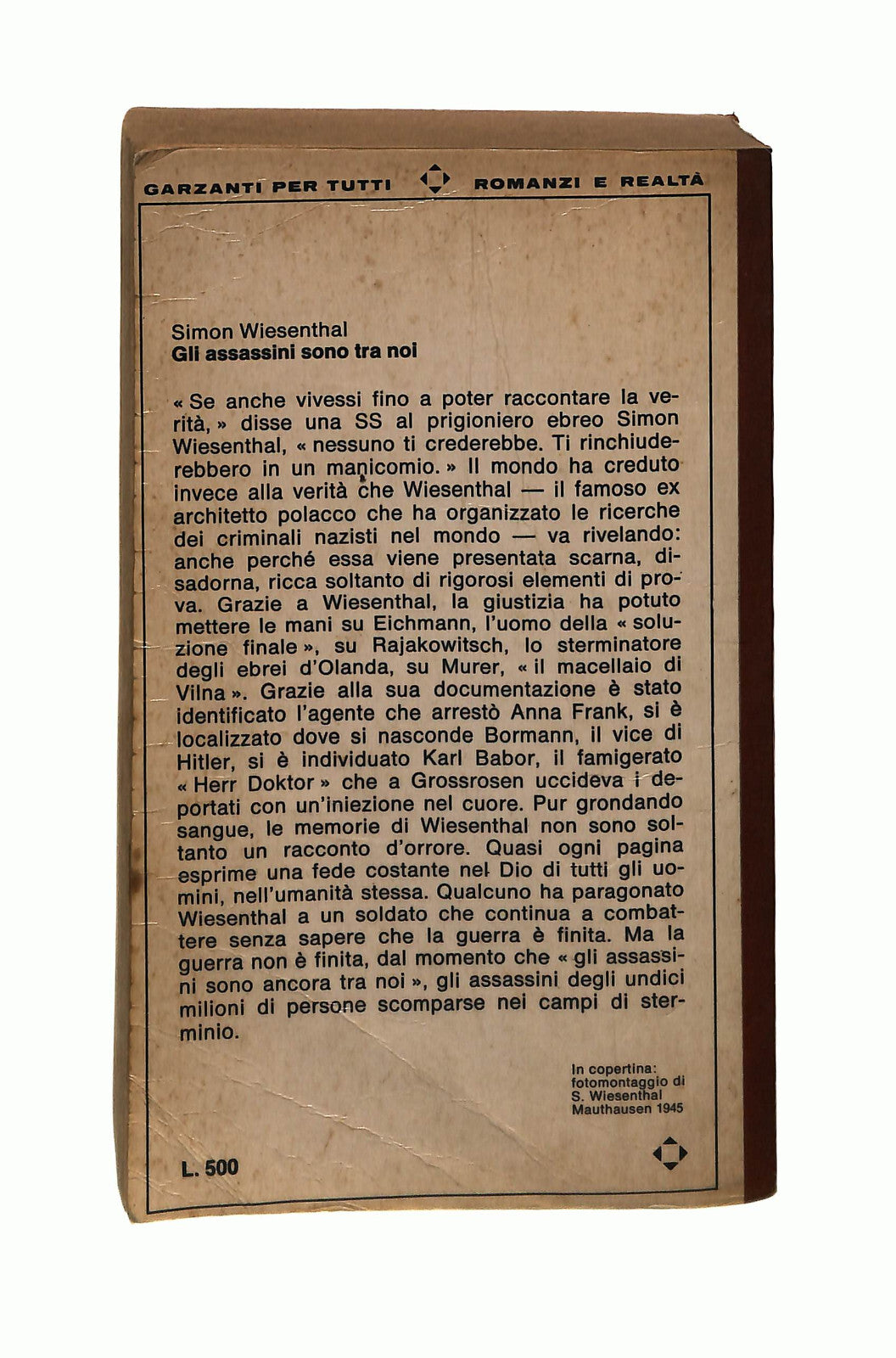 EBOND Gli Assassini Sono Tra Noi Wiesenthal Garzanti 1969 Libro LI042387