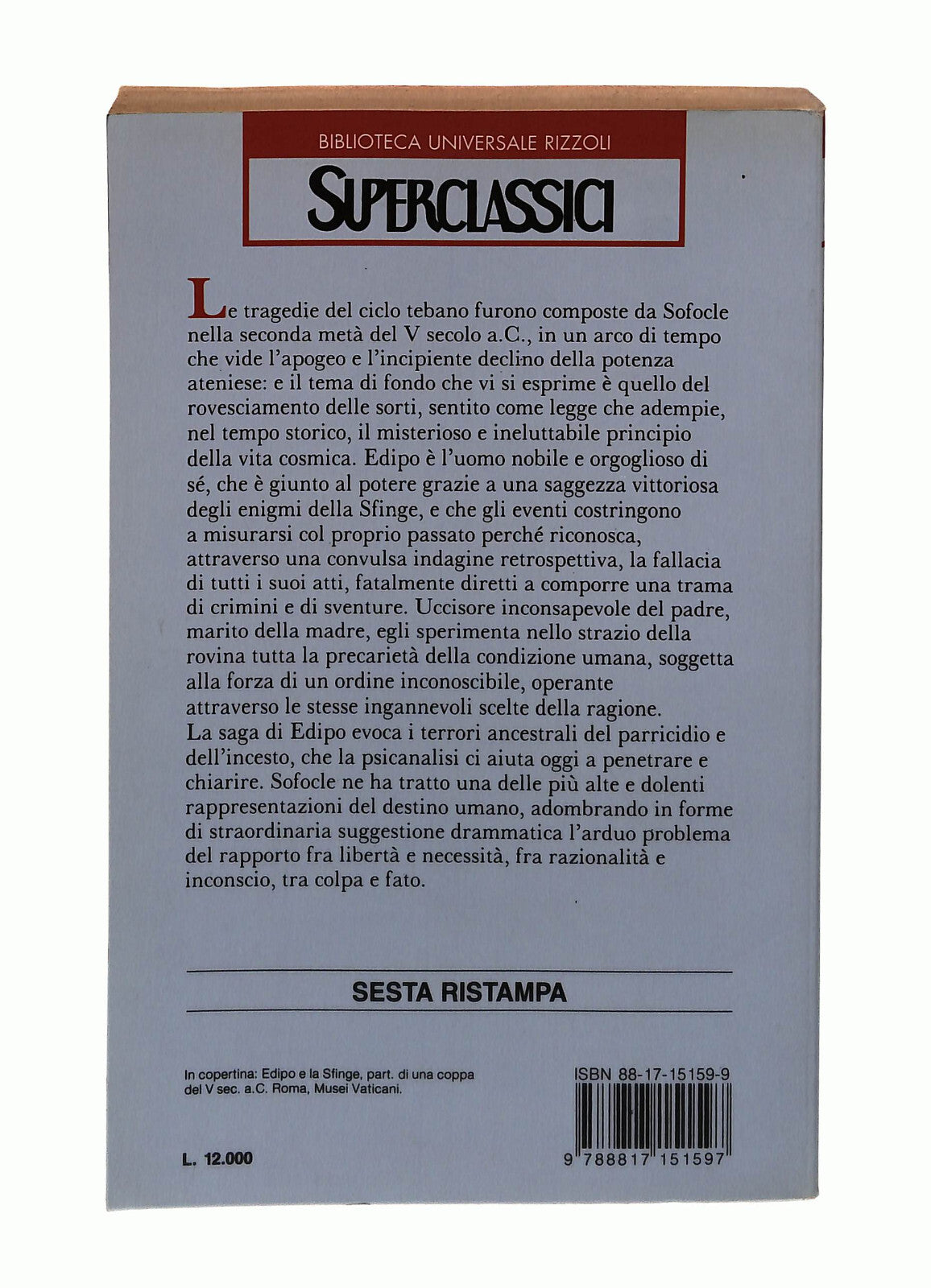 EBOND Antigone Edipo Re Edipo a Colono Sofocle Bur Rizzoli Libro LI042430