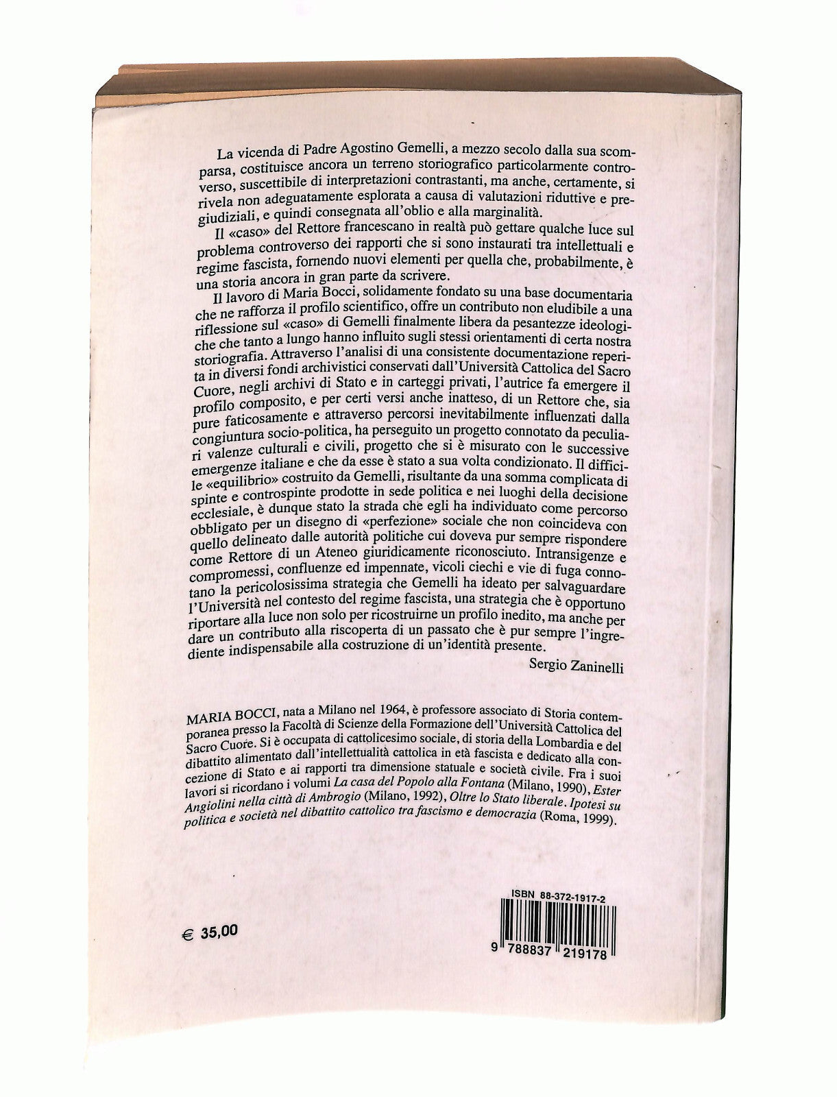 EBOND Agostino Gemelli Rettore e Francescano M Bocci Morcelliana Libro LI042467