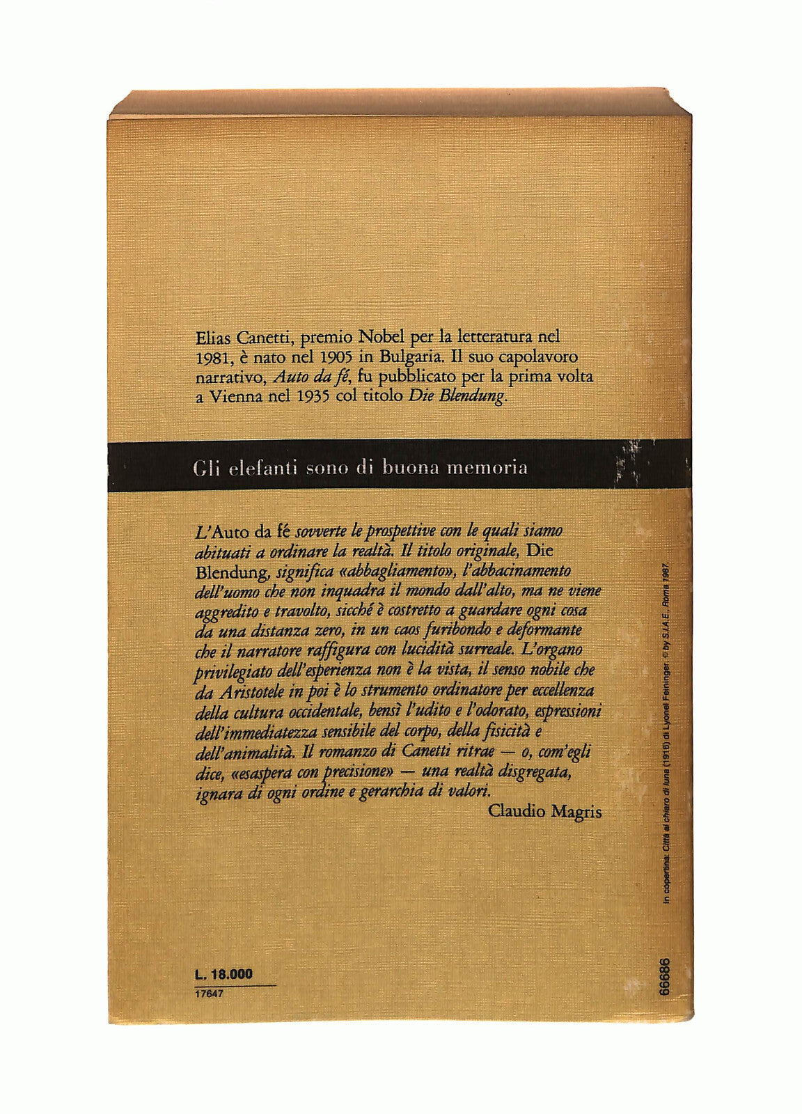 EBOND Auto Da Fe Elias Canetti Garzanti 1987 Libro LI042528