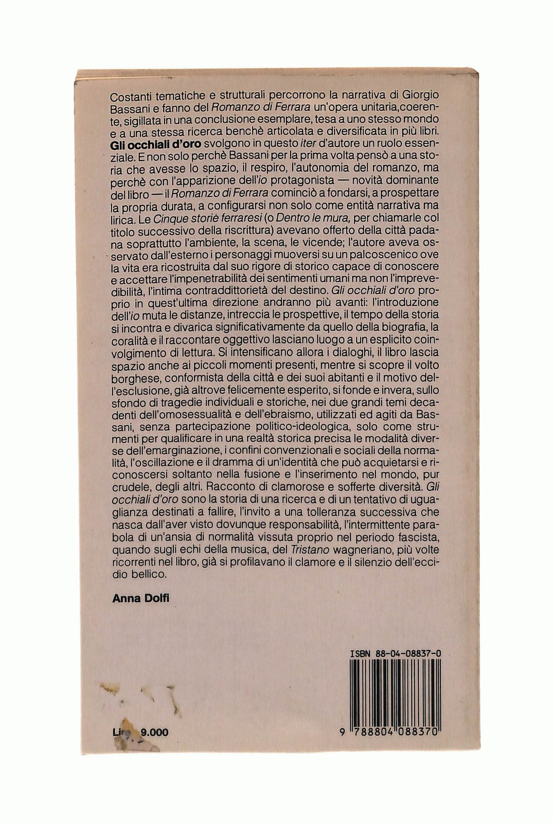 EBOND Gli Occhiali d Oro Giorgio Bassani Mondadori Libro LI042556