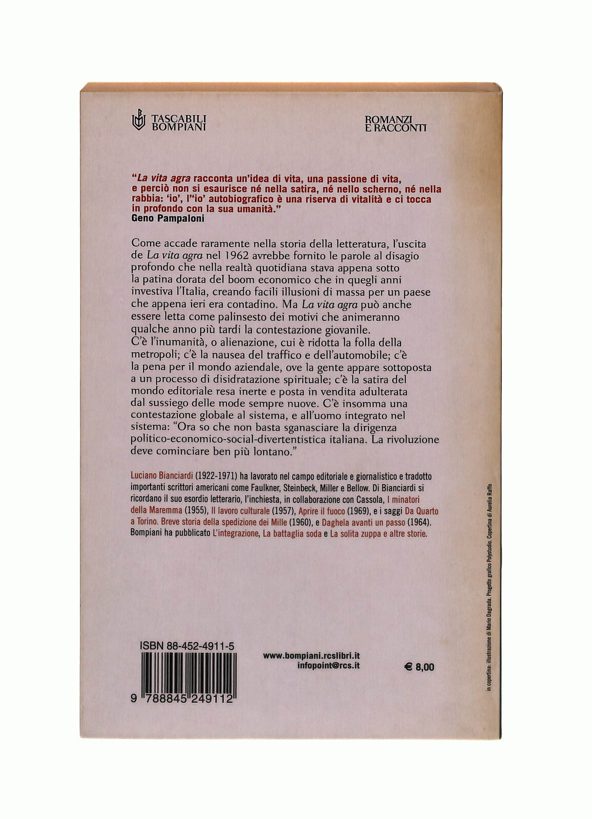 EBOND La Vita Agra Luciano Bianciardi Bompiani Libro LI042611