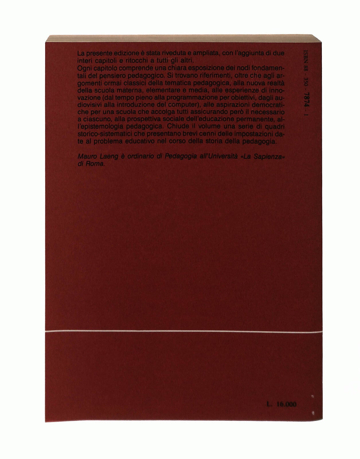 EBOND Nuovi Lineamenti Di Pedagogia Laeng Editrice La Scuola 1987 Libro LI042765