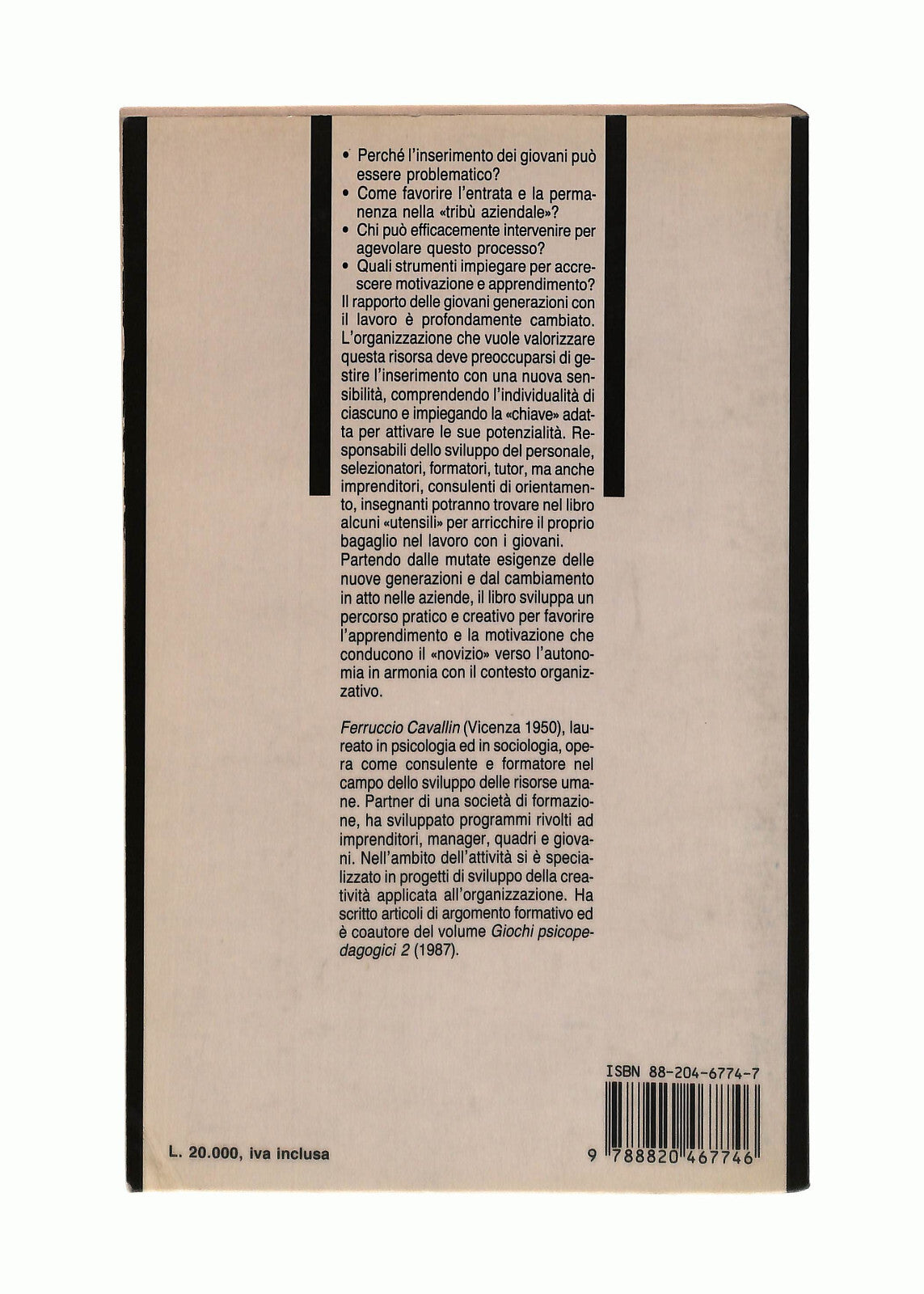 EBOND Il Novizio e La Tribu Ferruccio Cavallin Franco Angeli Libro LI042837