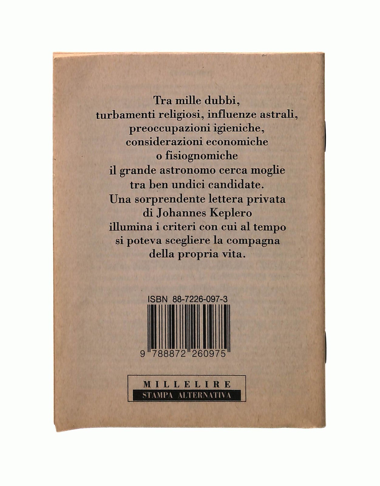 EBOND Lettera Per La Scelta Di Una Moglie G Keplero Libretto Libro LI042955
