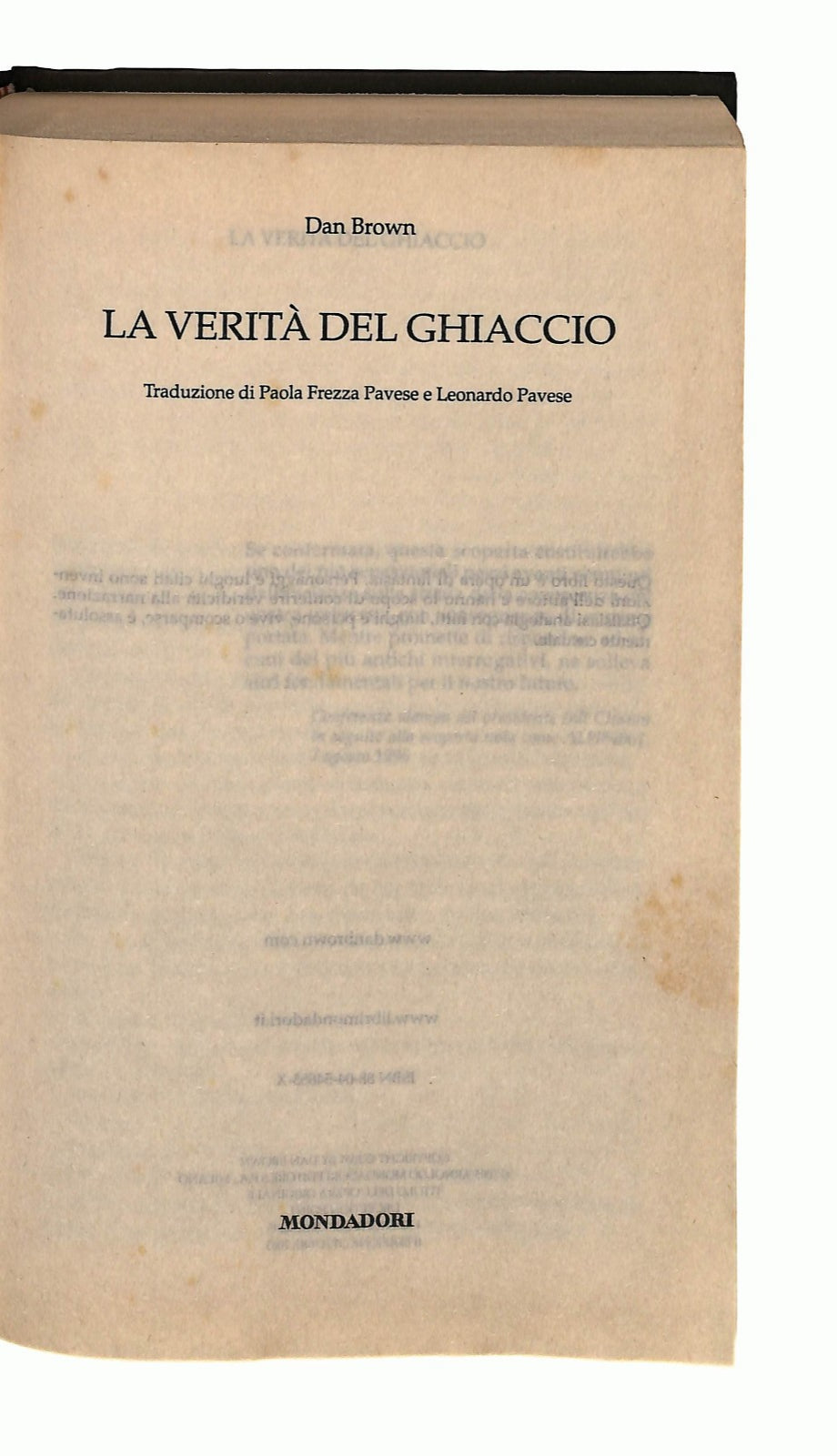 EBOND La Verita Del Ghiaccio Dan Brown Mondadori Libro LI043104