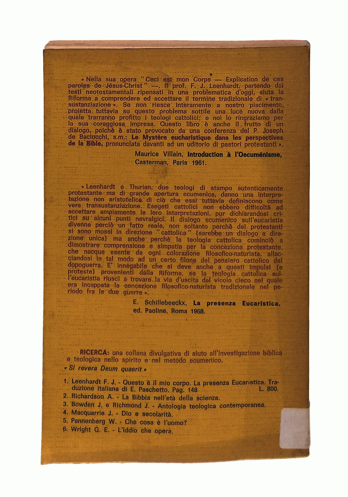 EBOND Questo e Il Mio Corpo F J Leenhardt Editrice Fiorentina Libro LI043391