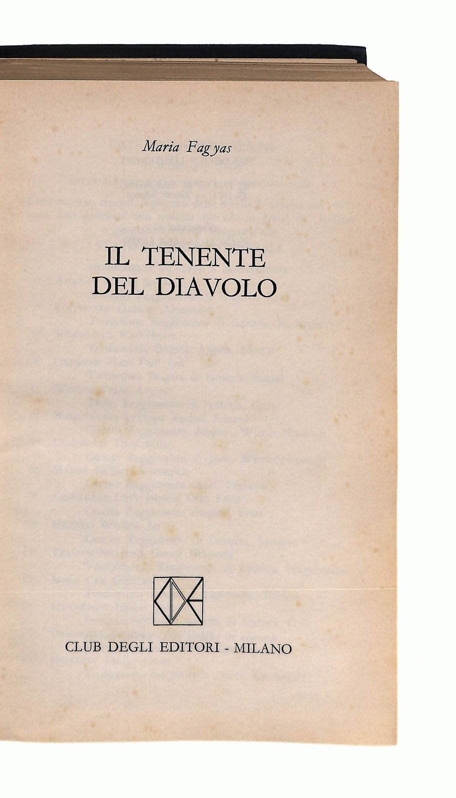 EBOND Il Tenente Del Diavolo Maria Fagyase Libro LI043482