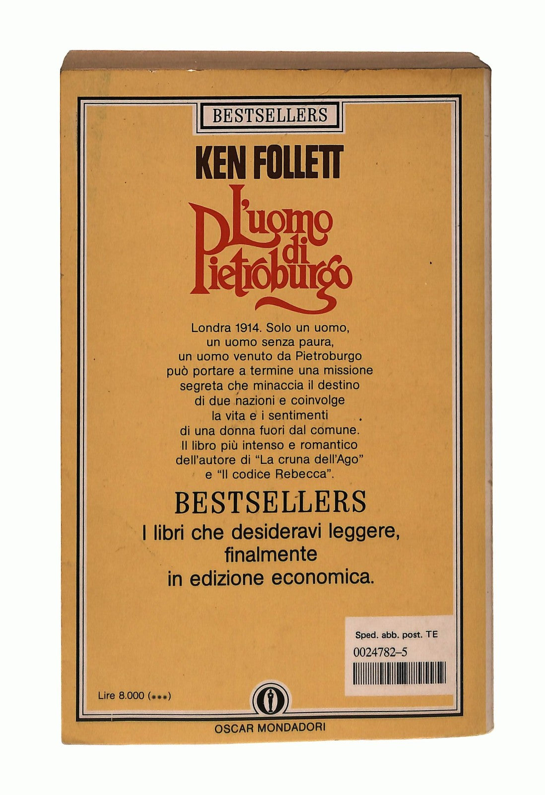 EBOND L Uomo Di Pietroburgo Ken Follet Mondadori 1989 Libro LI043639
