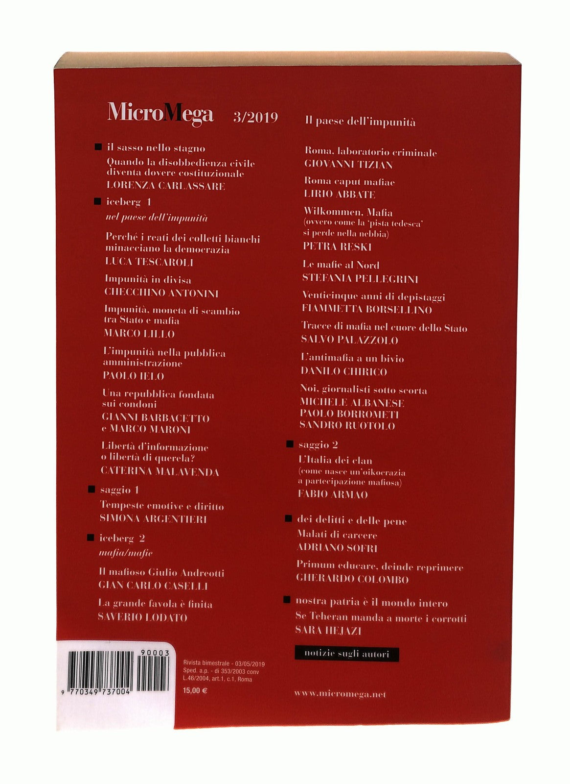 EBOND Il Paese Dell Impunita Micromega 3 2019 Libro LI043803