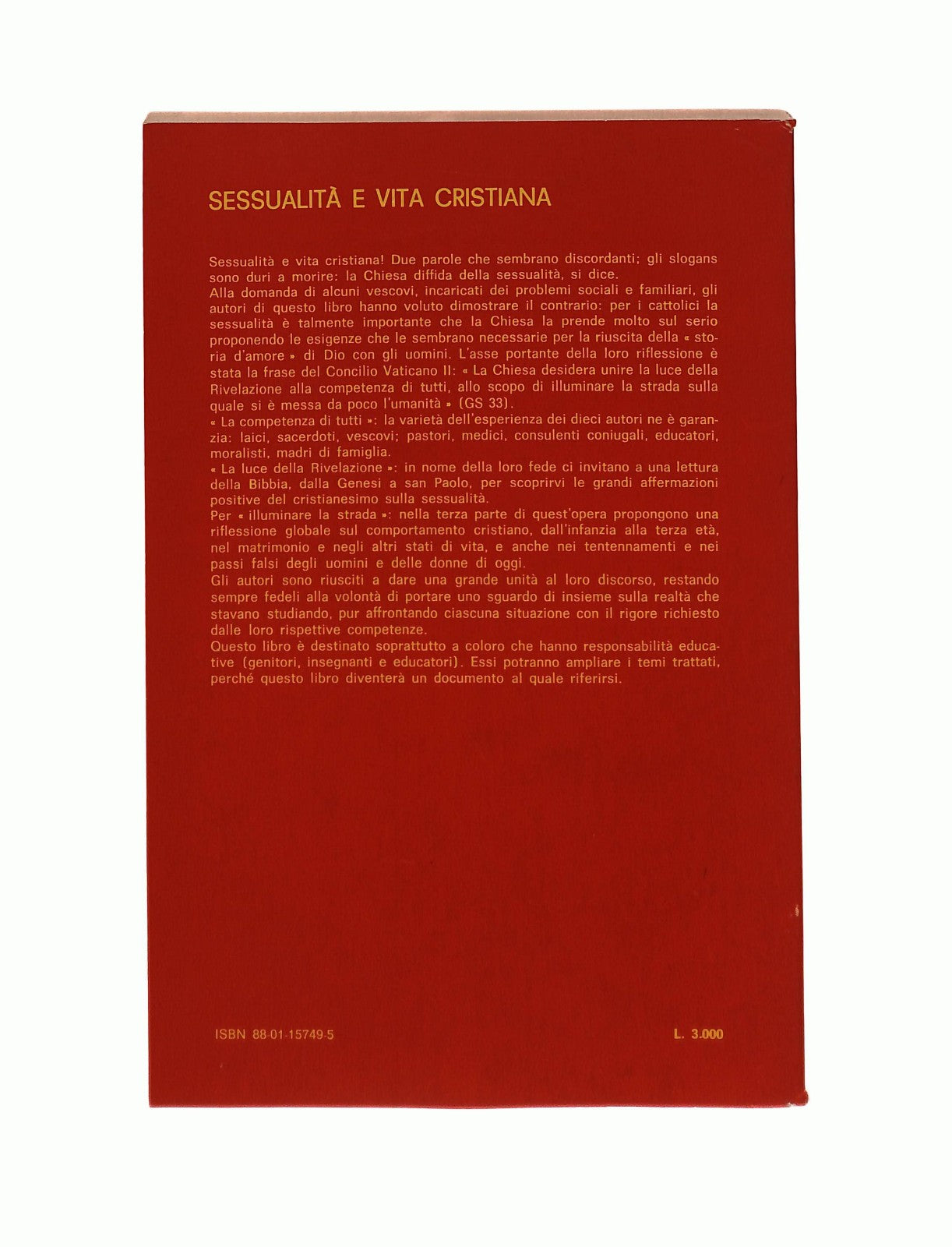 EBOND Sessualita e Vita Cristiana Elle Di Ci 1982 Libro LI043805
