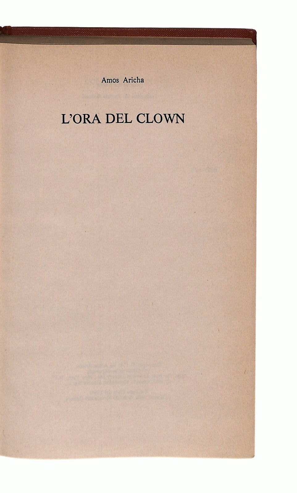 EBOND L Ora Del Clown Amos Aricha Club Del1982 Libro LI044053