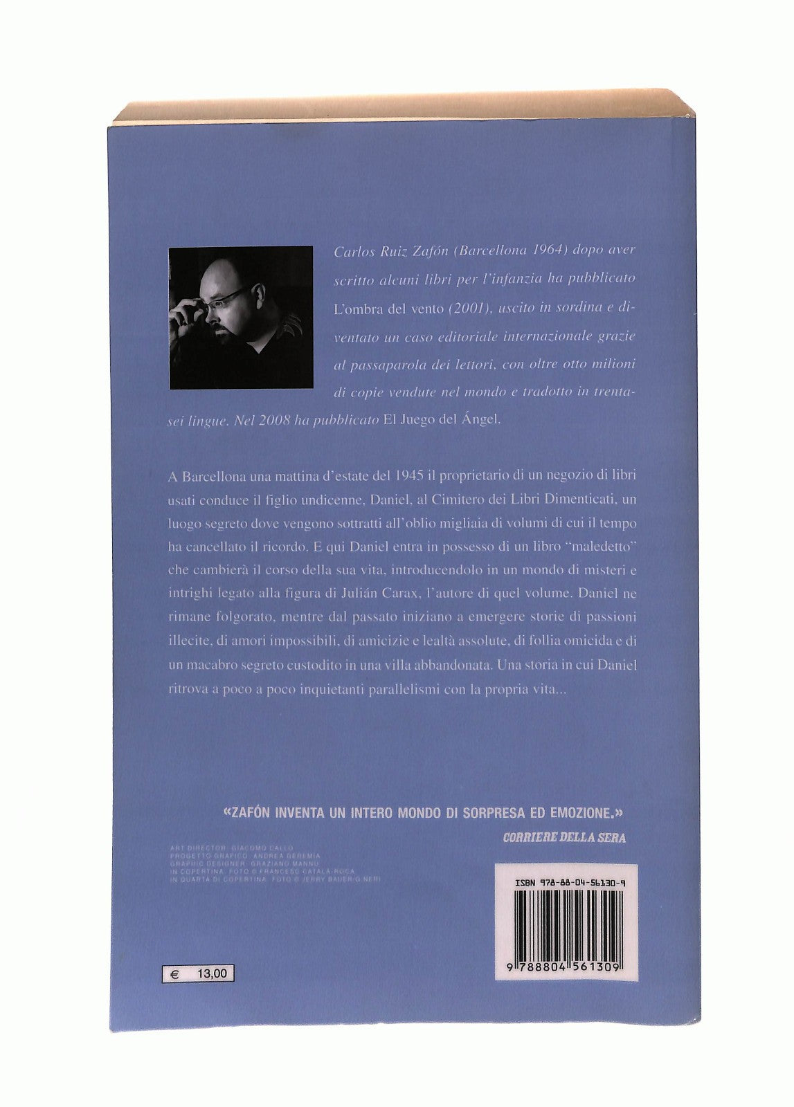 EBOND L Ombra Del Vento Carlos Ruiz Zafon Mondadori Libro LI044381