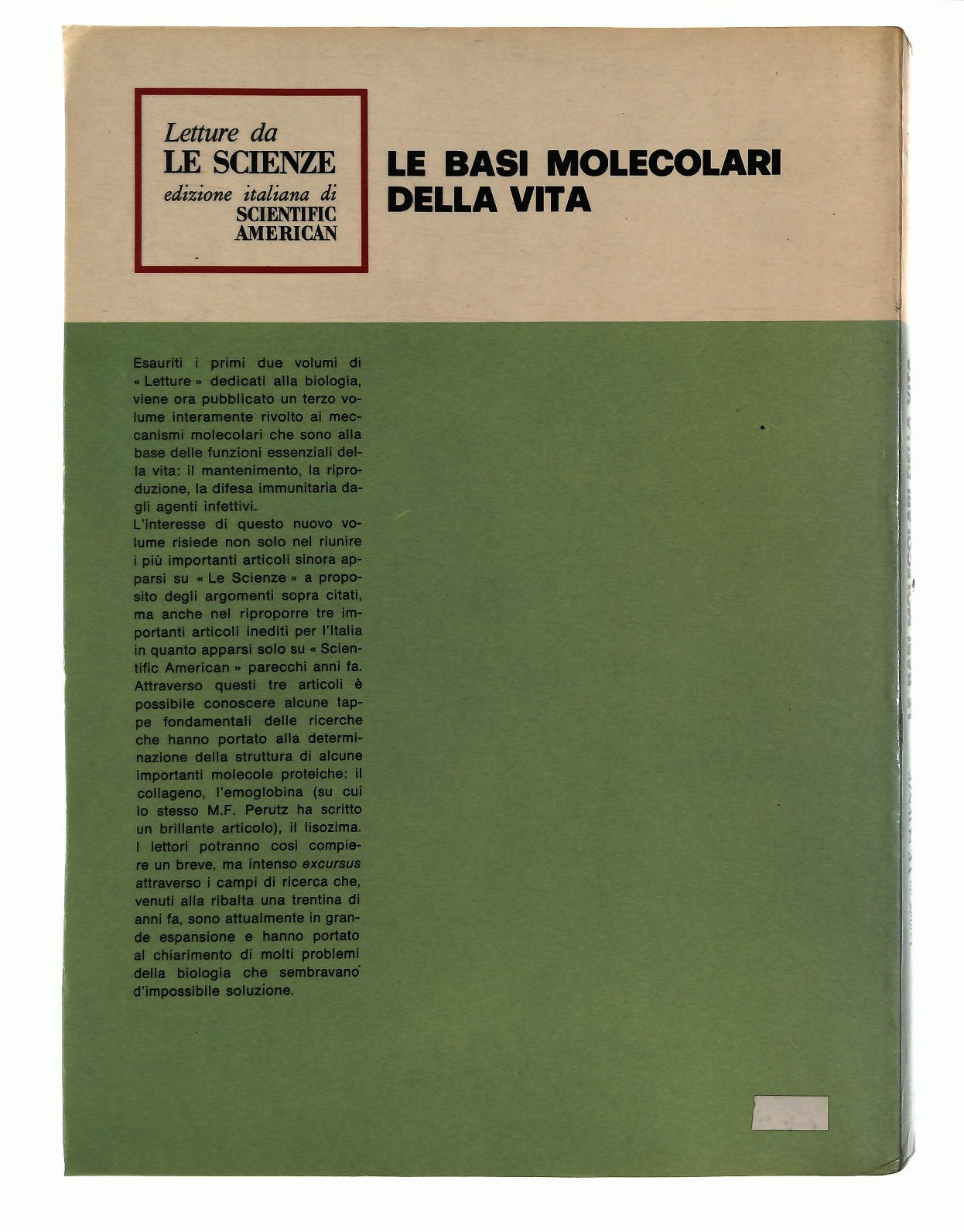 EBOND Le Basi Molecolari Della Vita Aa Vv Le Scienze 1975 Libro LI045251
