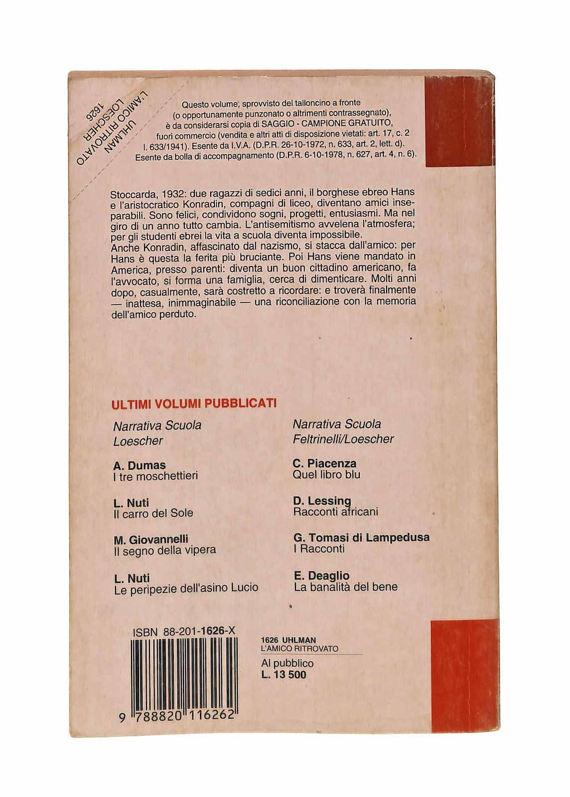 EBOND L Amico Ritrovato Fred Uhlman Loescher Editore Libro LI046311