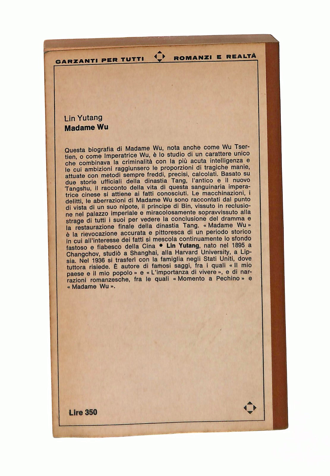 EBOND Madame Wu Lin Yutang Garzanti 1966 Libro LI046555