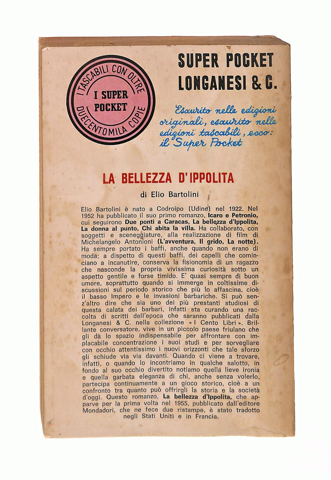 EBOND La Bellezza d Ippolita Elio Bartolini Longanesi & Co 1970 Libro LI046557