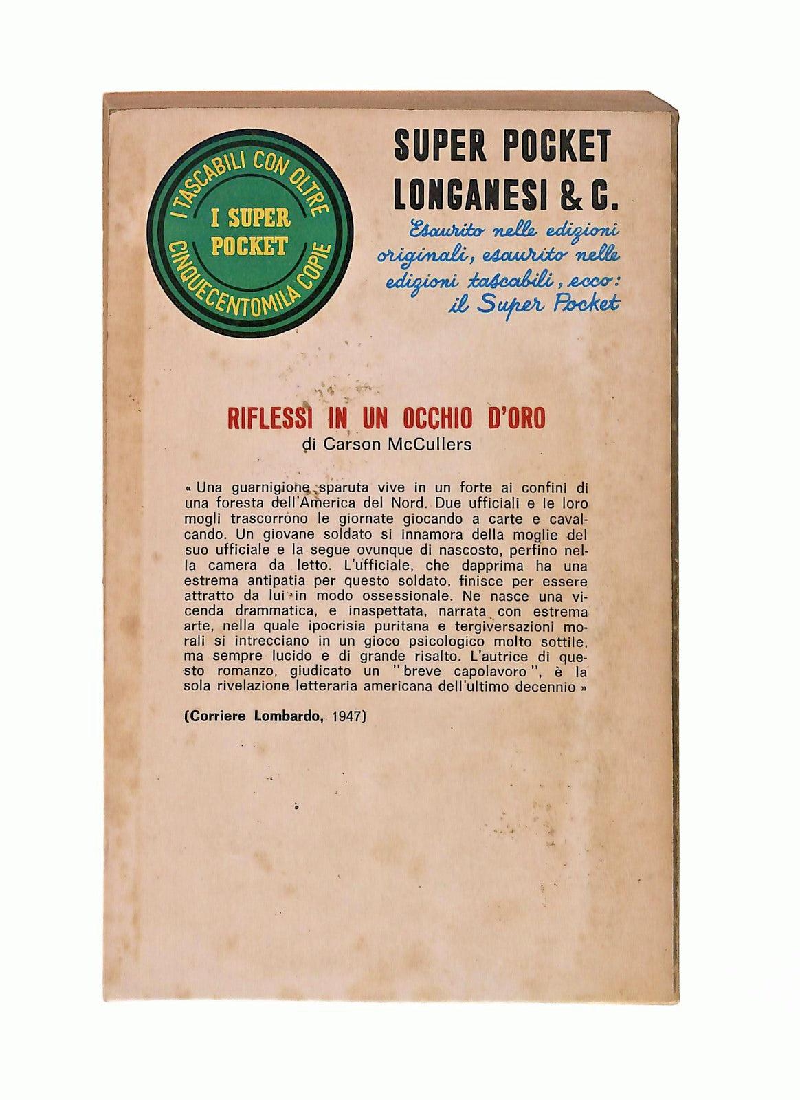 EBOND Riflessi In Un Occhio d Oro C Mccullers Longanesi & Co 1970 Libro LI046560