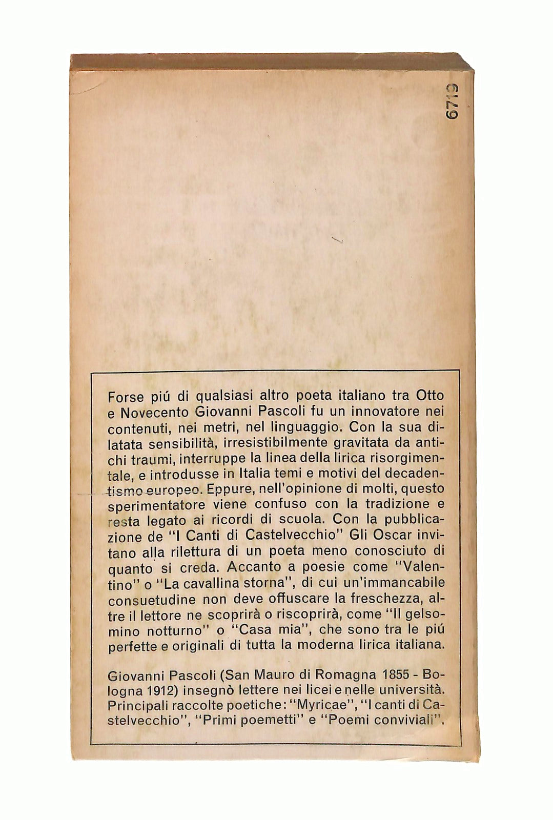 EBOND Canti Di Castelvecchio Giovanni Pascoli Mondadori 1967 Libro LI046640