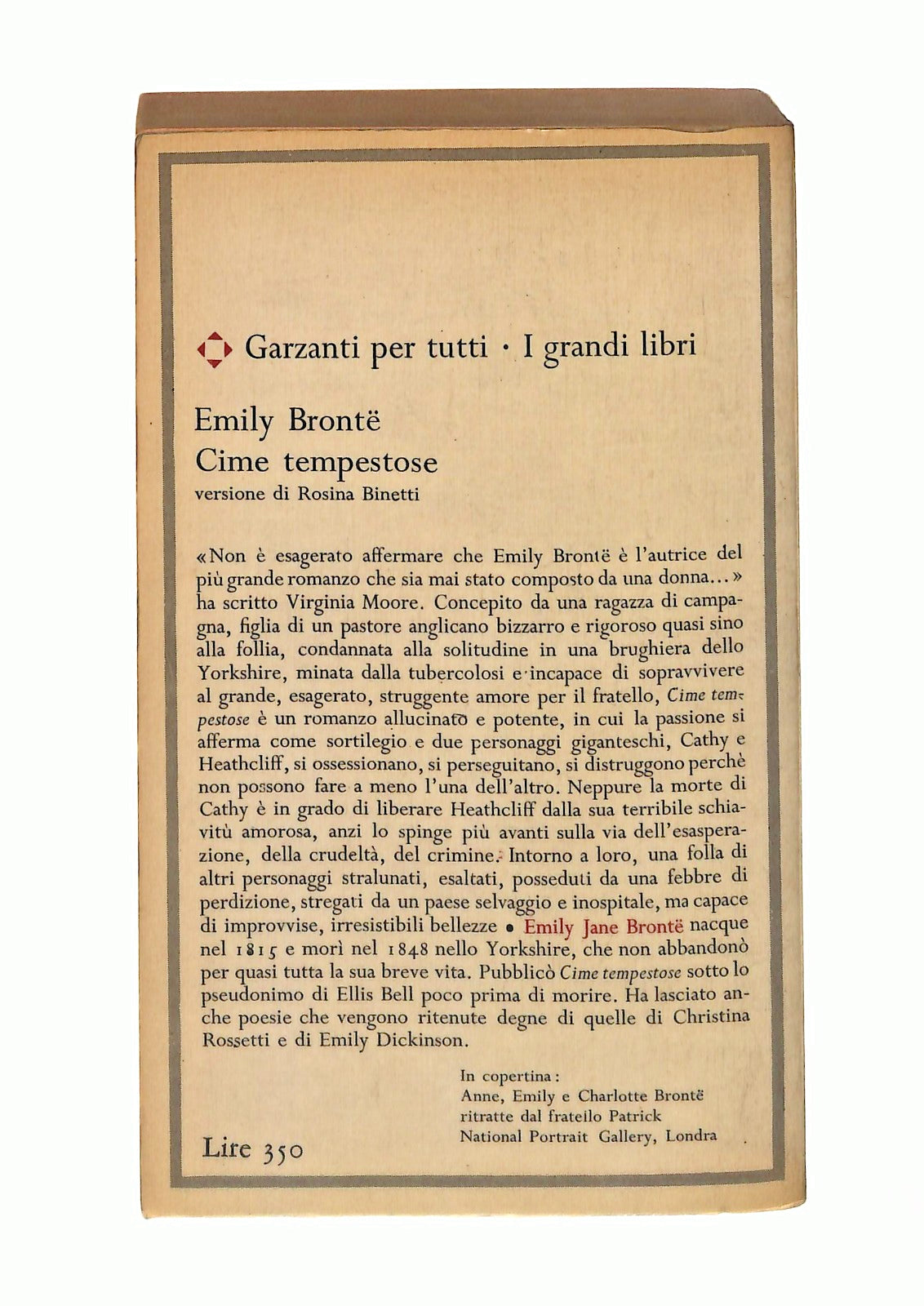 EBOND Cime Tempestose Bronte Garzanti 1965 Libro LI046673