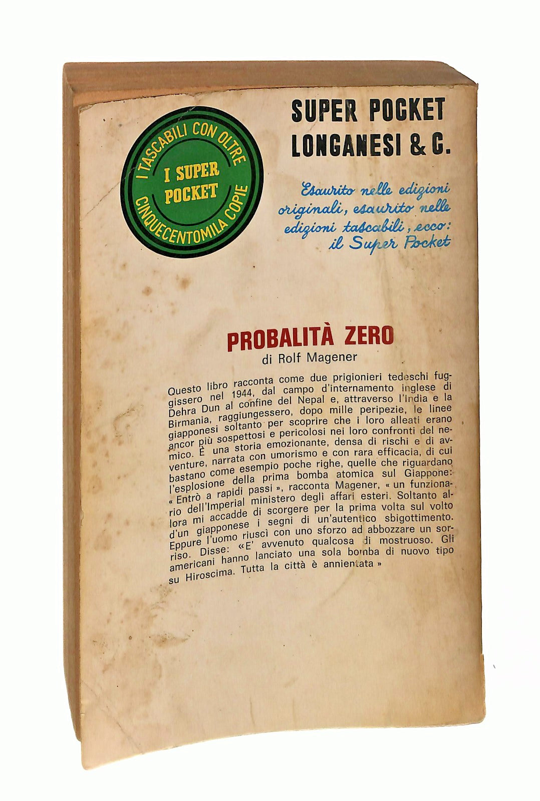 EBOND Probabilita Zero Rolf Megener Longanesi & Co 1969 Libro LI046679