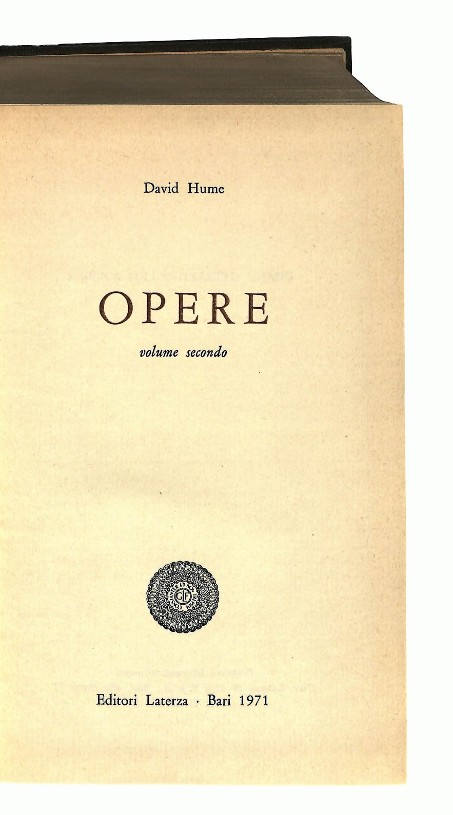 EBOND Opere Volume Secondo Hume Laterza 1971 Libro LI047027
