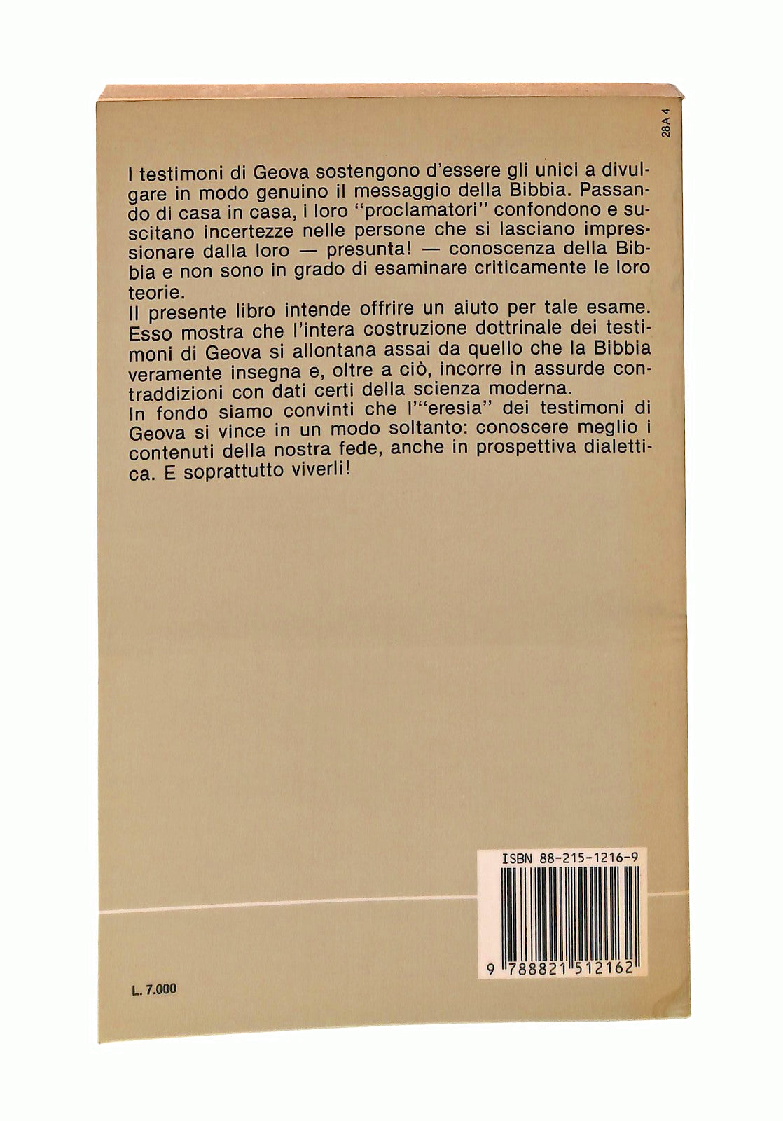 EBOND Testimoni Di Geova Christian Weis Edizioni Paoline 1987 Libro LI047115