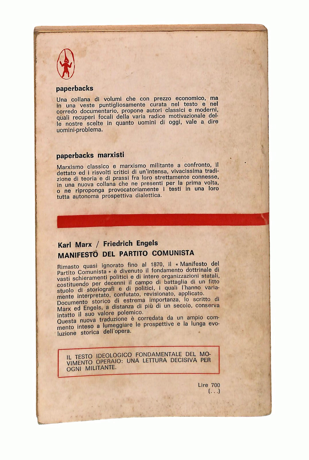 EBOND Manifesto Del Partito Comunista Marx Engels Newton 1976 Libro LI047159