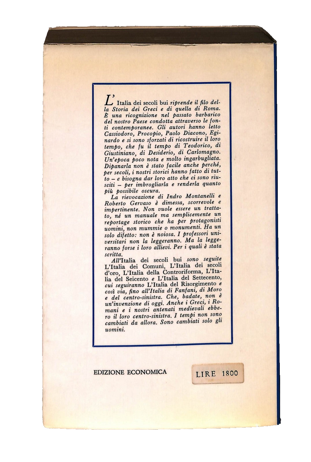 EBOND L Italia Dei Secoli Bui Montanelli Gervaso Rizzoli 1971 Libro LI047262