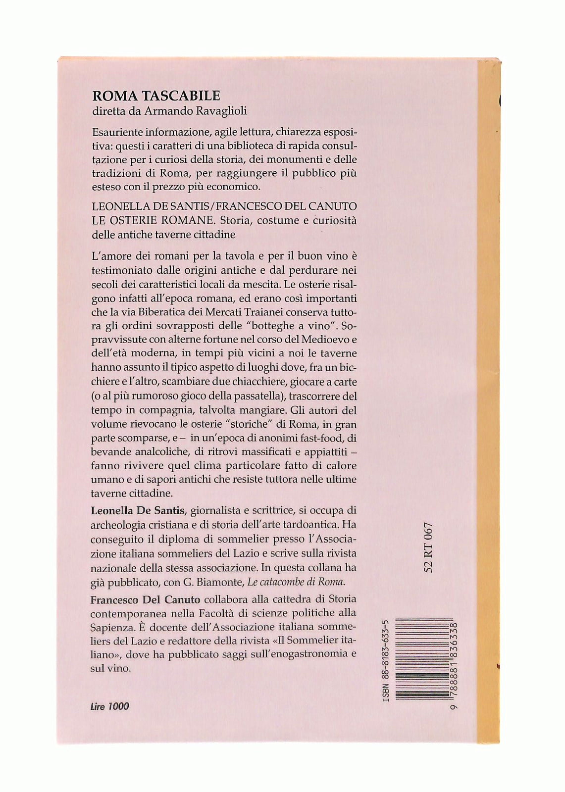 EBOND Le Osterie Romane De Santis Del Canuto Newton Libro LI047290