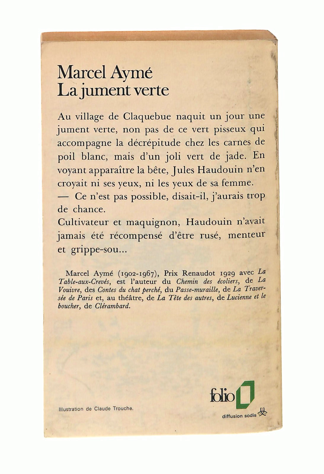 EBOND La Jument Verte M Ayme Folio Gallimard In Lingua Francese Libro LI047307