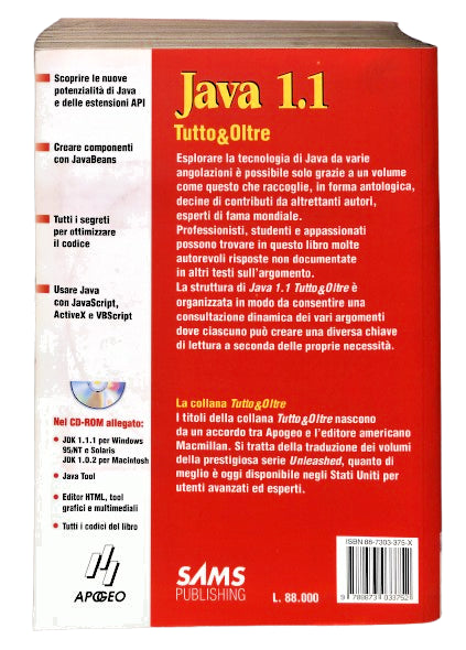 EBOND Java 1 1 Tutto & Oltre Sams Publishing NoRom Libro LI047385